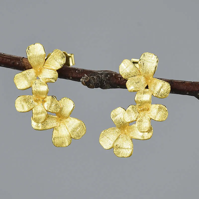 925 Silver Daisy Vintage Stud Earrings