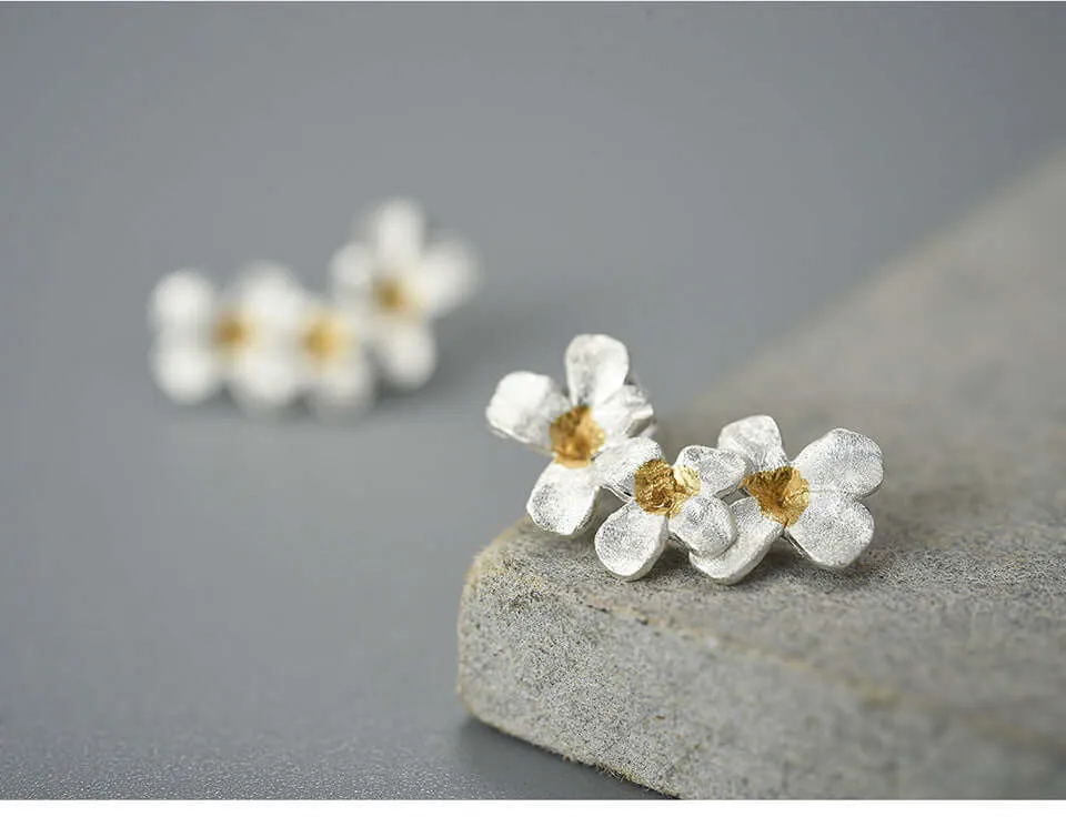 925 Silver Daisy Vintage Stud Earrings