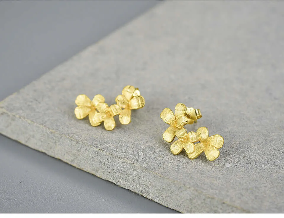 925 Silver Daisy Vintage Stud Earrings