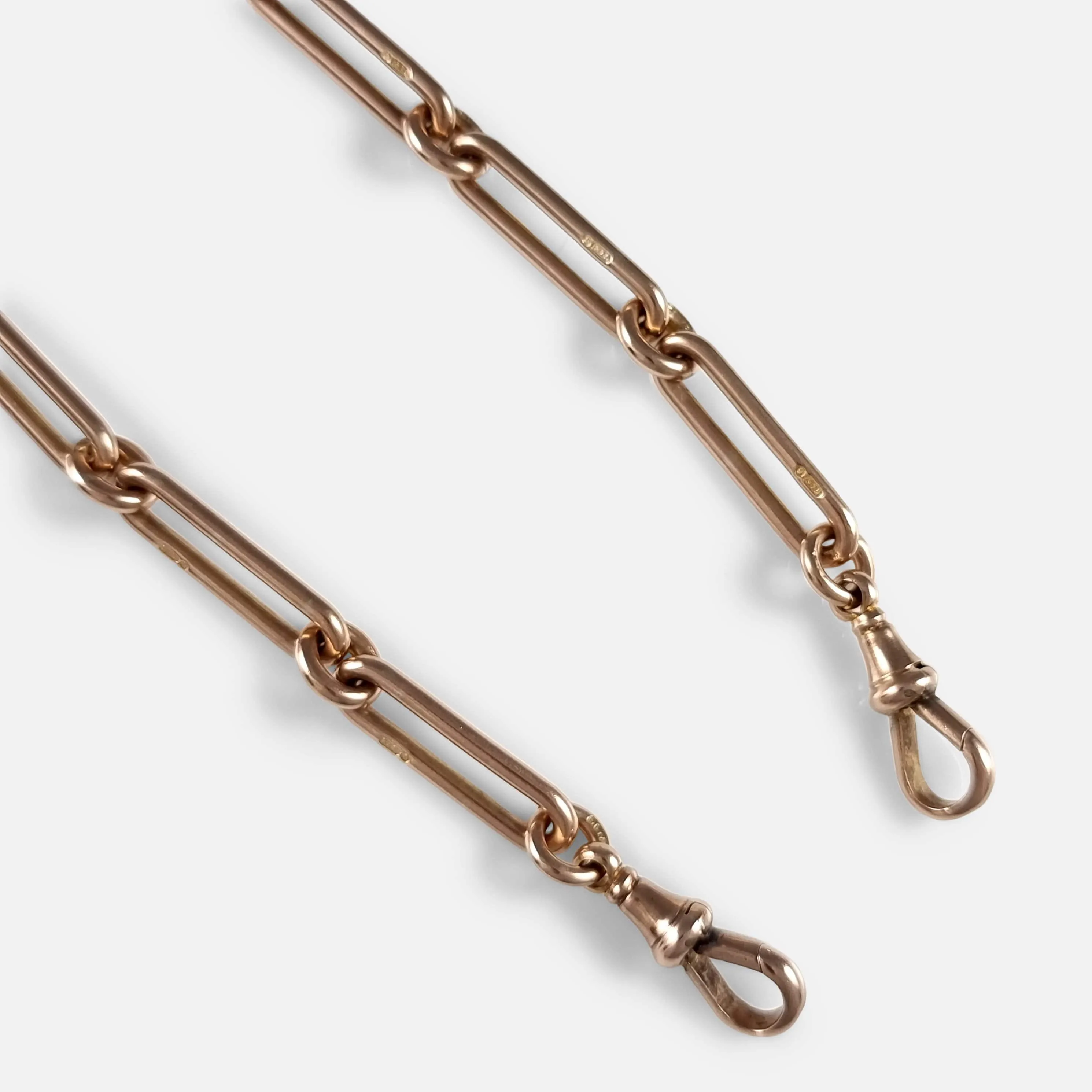 9ct Gold Trombone Link Double Albert Watch Chain, & 1887 Sovereign