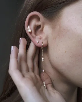 9kt Gold Three Freshwater Pearl Stud Earring
