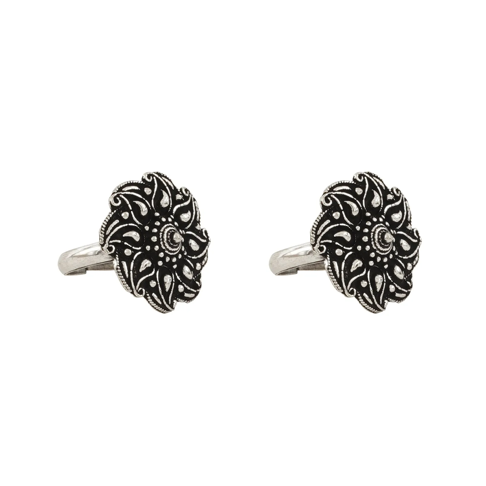 Aalai Silver Oxidised Toe Ring