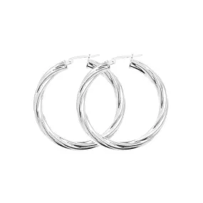 Acotis Silver Hoop Earrings Twisted G5108