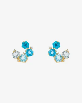 Amalfi Hexagon Cut Blue Mix Sideways Mini Hoops