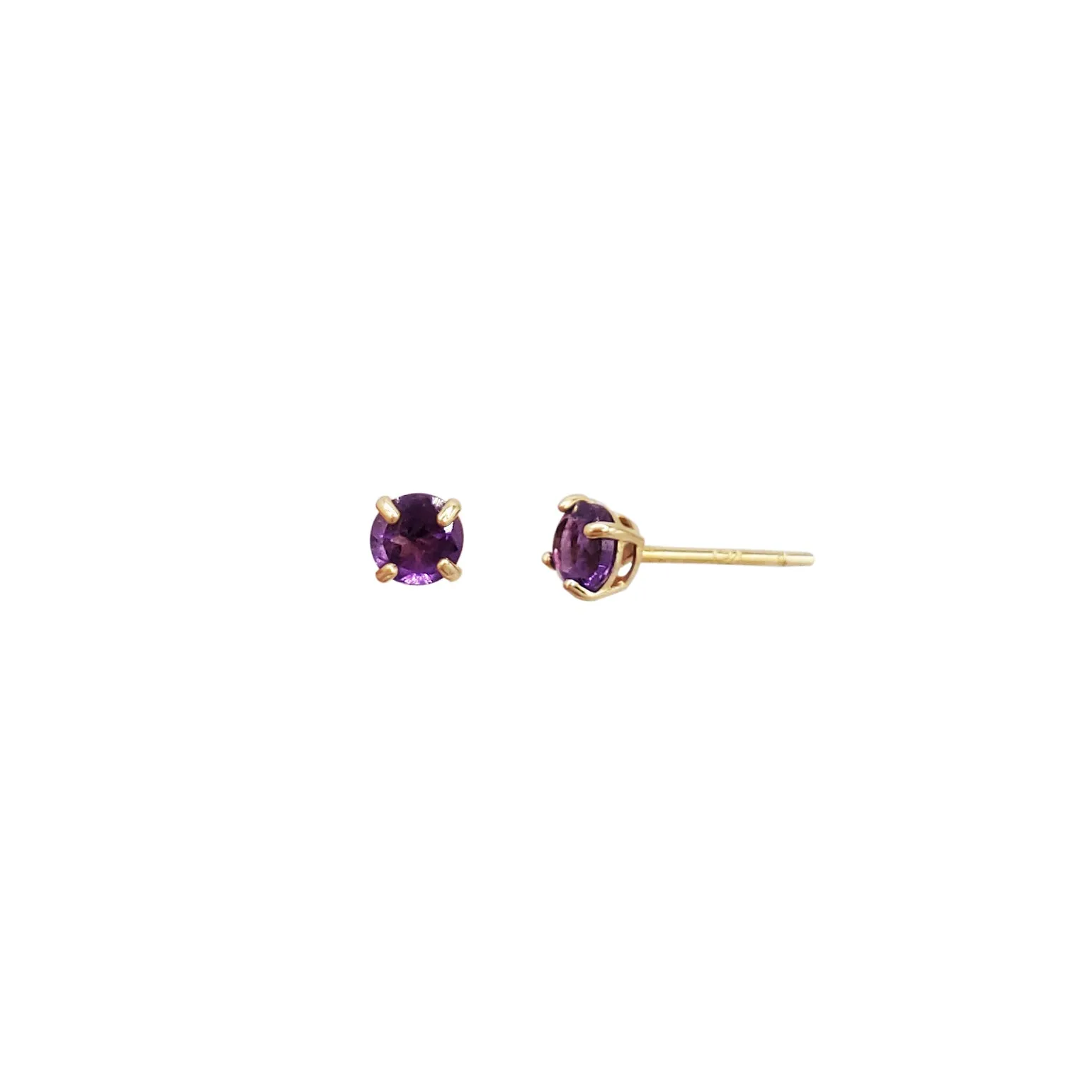 Amethyst Solitaire Stud Earrings (14K)