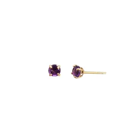 Amethyst Solitaire Stud Earrings (14K)