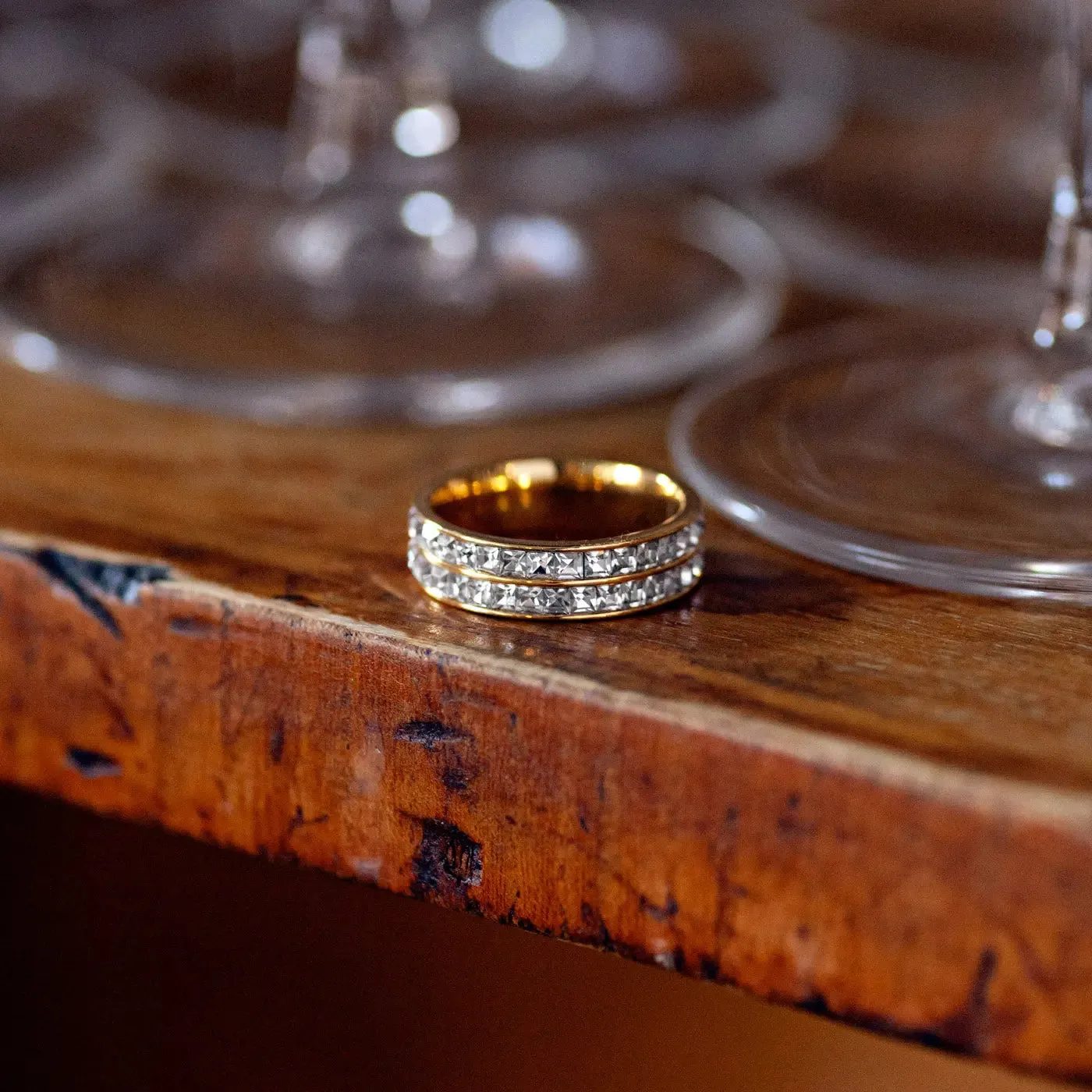 Angelica - Double Lined Crystal Pavé Ring Stainless