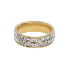 Angelica - Double Lined Crystal Pavé Ring Stainless