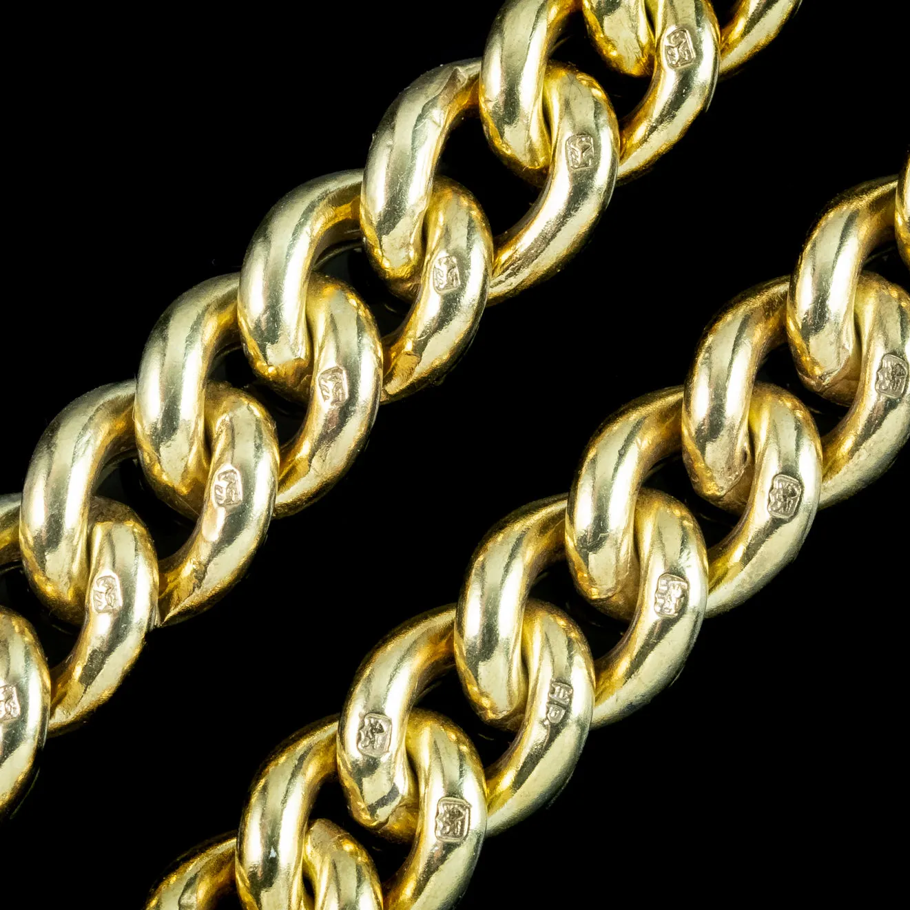 Antique Edwardian Albert Chain Silver 18ct Gold Gilt Dated 1901
