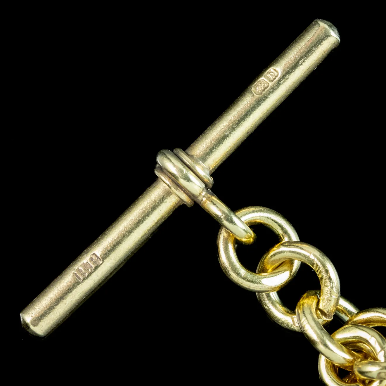 Antique Edwardian Albert Chain Silver 18ct Gold Gilt Dated 1901