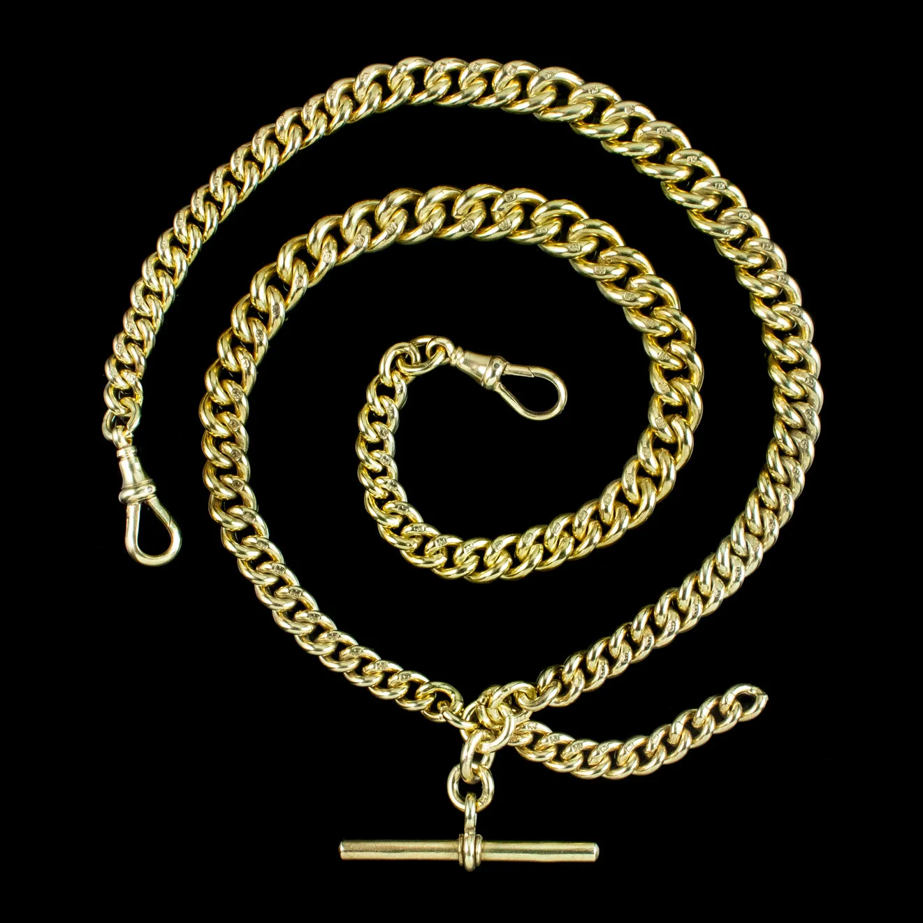 Antique Edwardian Albert Chain Silver 18ct Gold Gilt Dated 1901