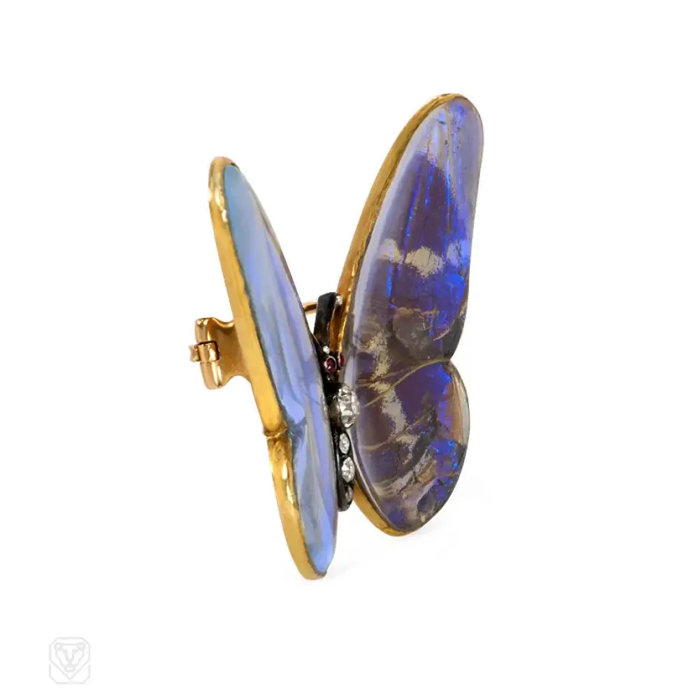 Antique gold and gemset butterfly brooch, Mappin & Webb, London