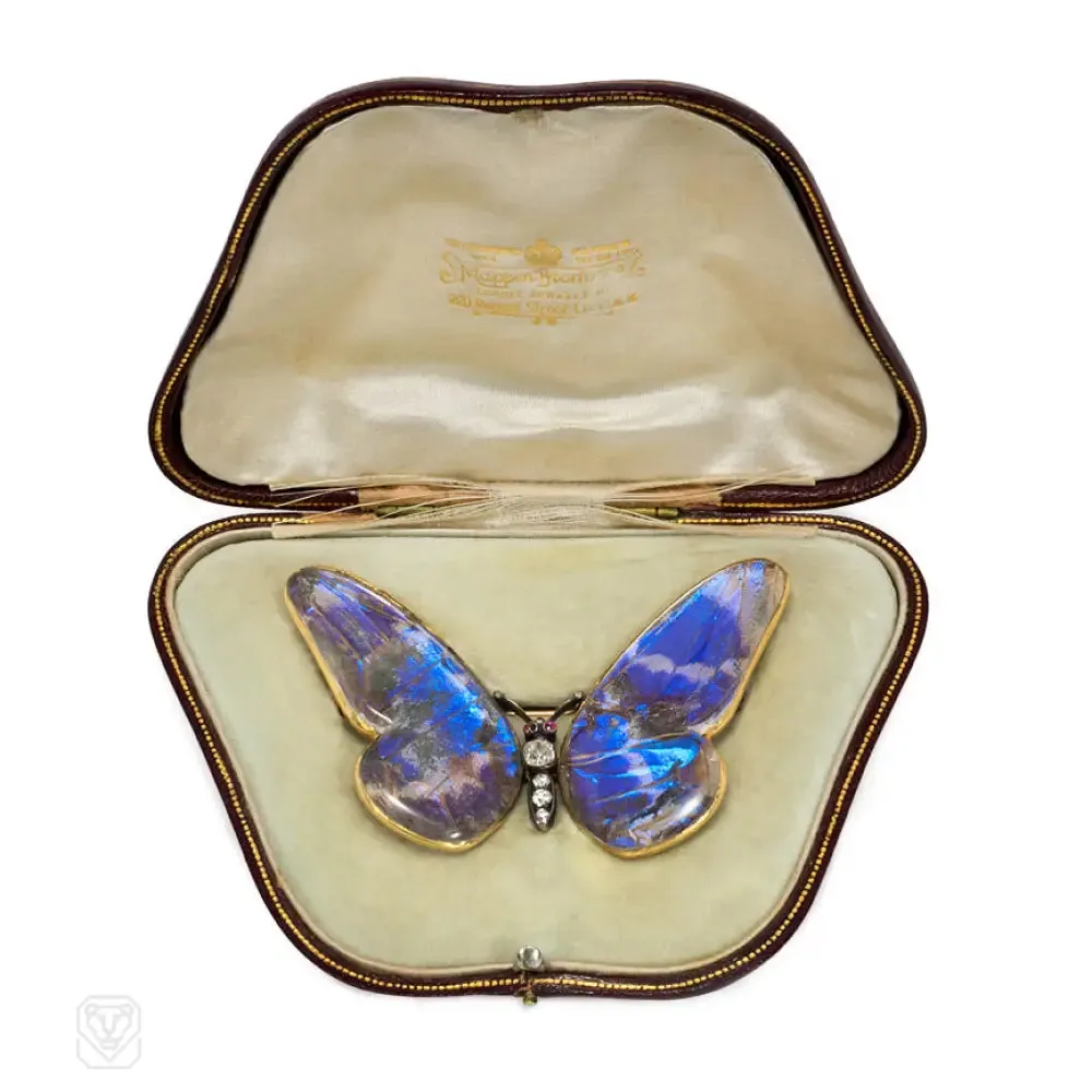 Antique gold and gemset butterfly brooch, Mappin & Webb, London