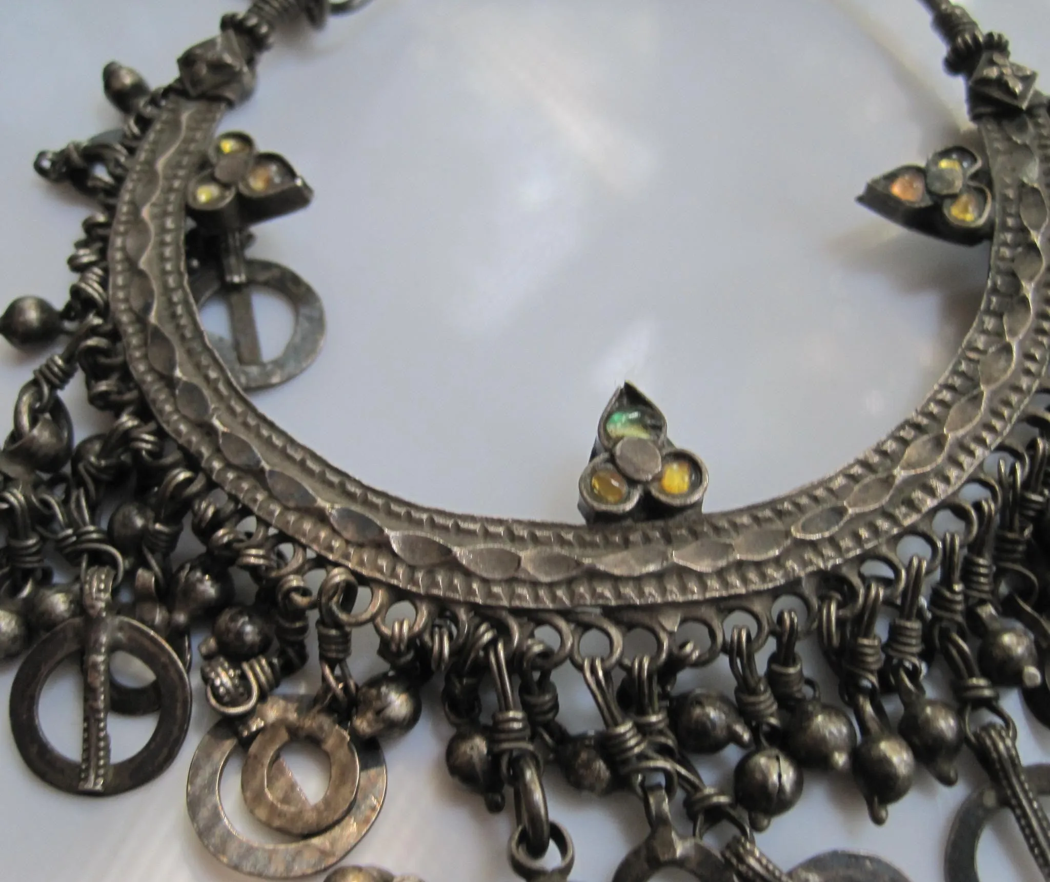 Antique Silver Indian Large Hoop Earrings Set