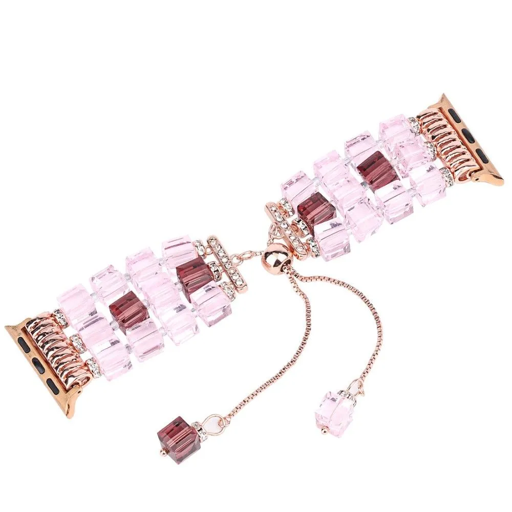 Apple Watch (45mm) faux fashion crystal block watch strap - Pink