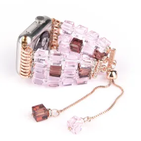 Apple Watch (45mm) faux fashion crystal block watch strap - Pink