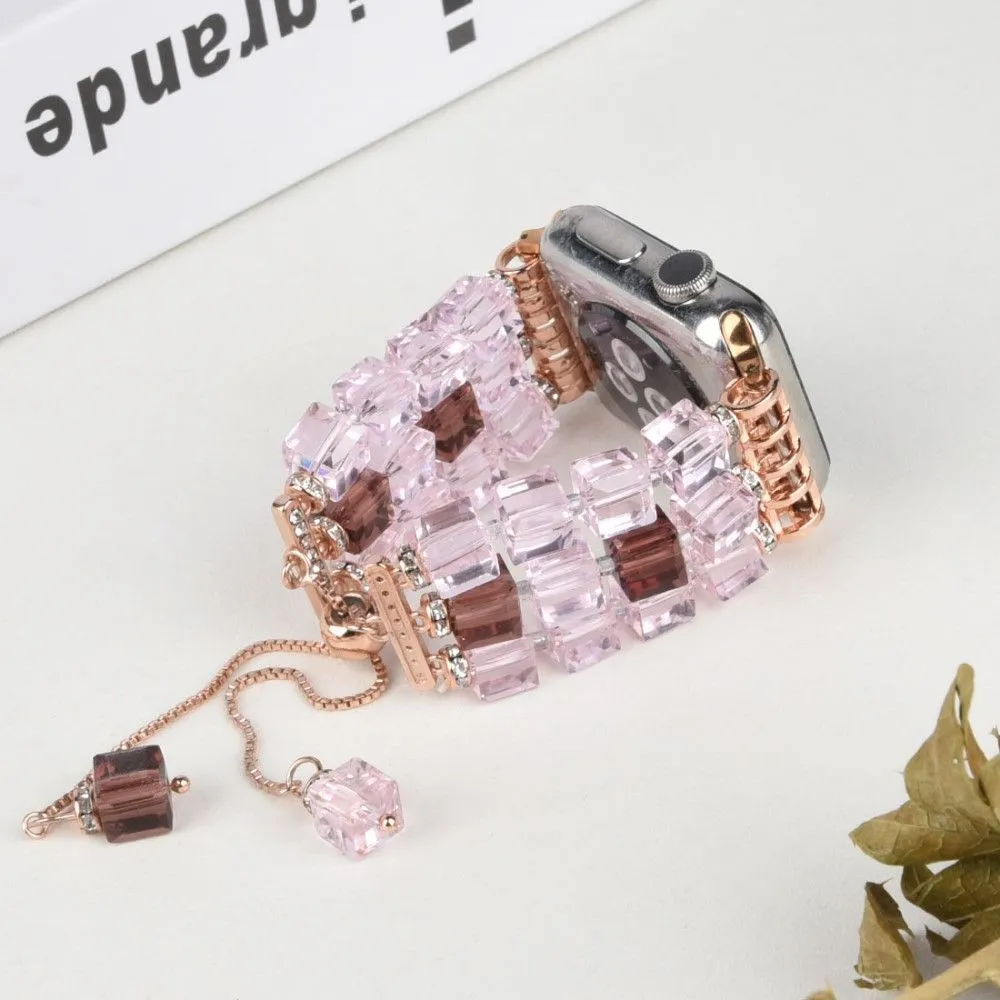 Apple Watch (45mm) faux fashion crystal block watch strap - Pink