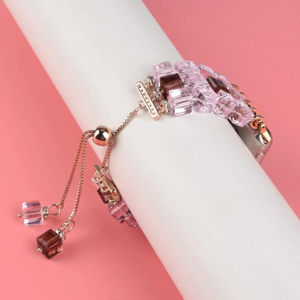 Apple Watch (45mm) faux fashion crystal block watch strap - Pink