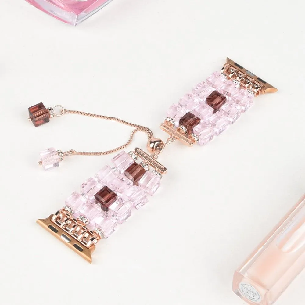 Apple Watch (45mm) faux fashion crystal block watch strap - Pink