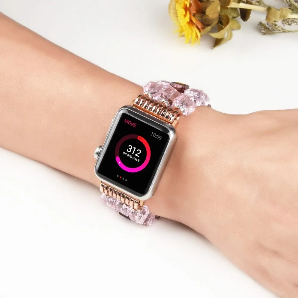 Apple Watch (45mm) faux fashion crystal block watch strap - Pink