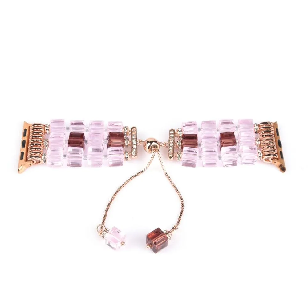 Apple Watch (45mm) faux fashion crystal block watch strap - Pink