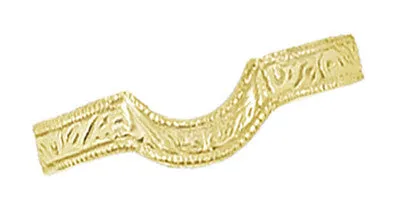 Art Deco Yellow Gold Vintage Engraved Scrolls Curved Wedding Band