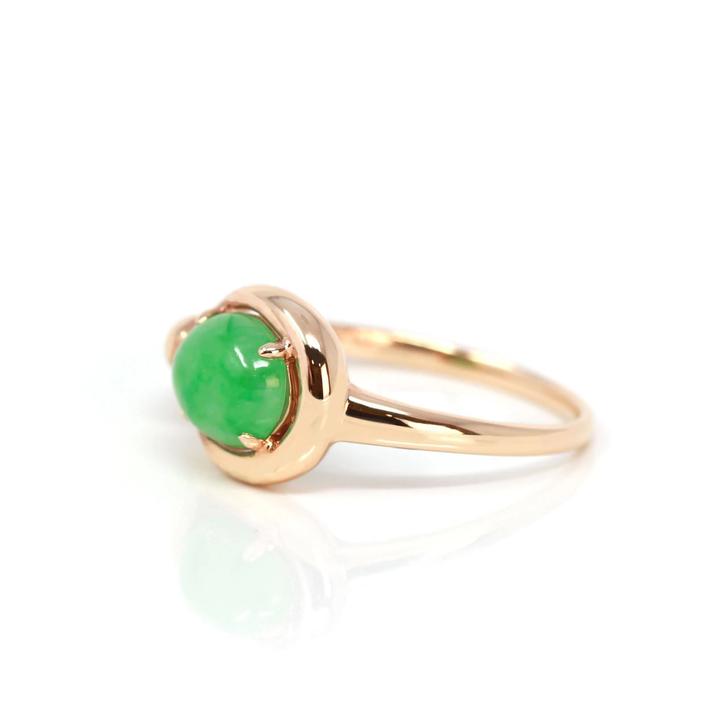 Baikalla™ "Daria" 18k Rose Gold Natural Imperial Jadeite Engagment Ring