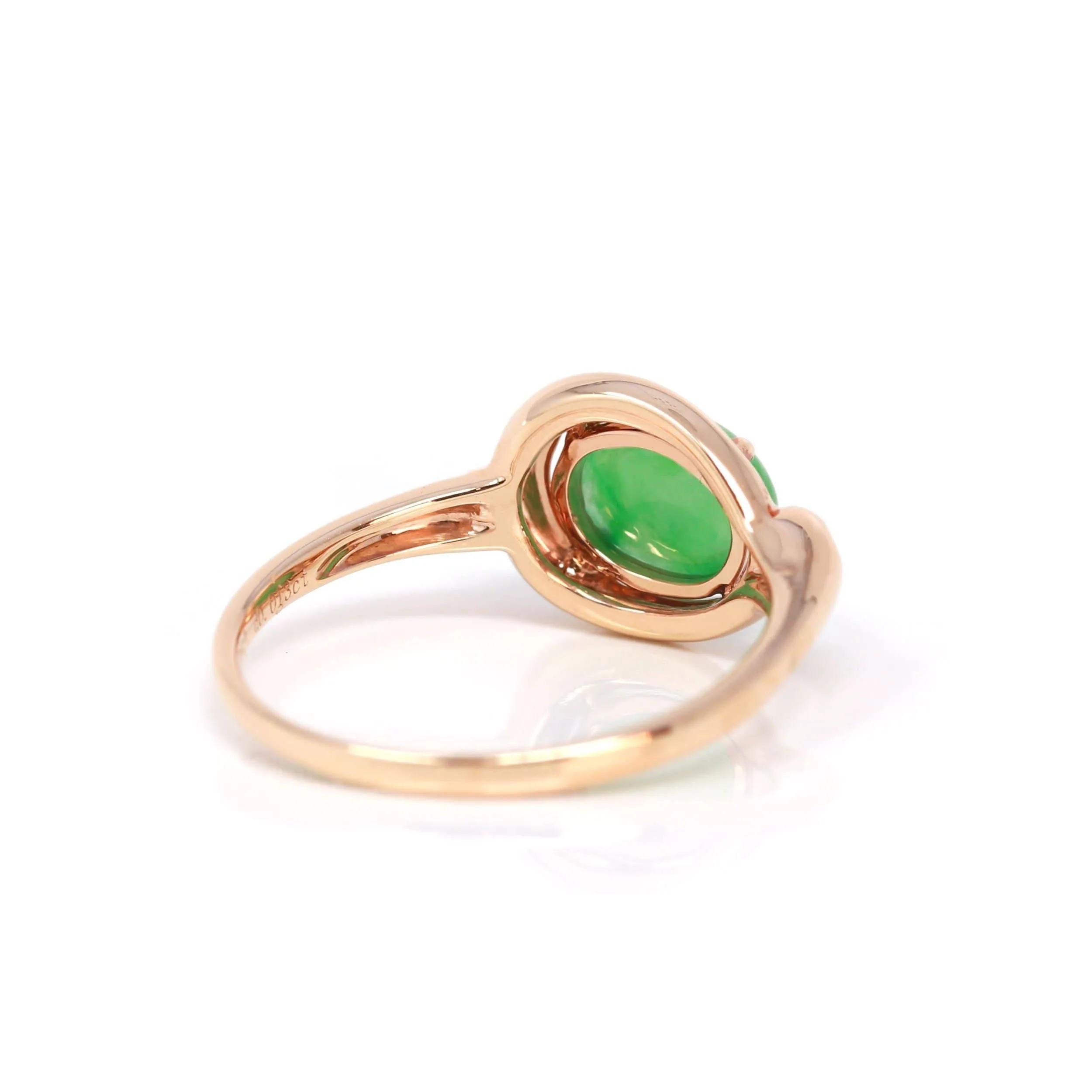 Baikalla™ "Daria" 18k Rose Gold Natural Imperial Jadeite Engagment Ring