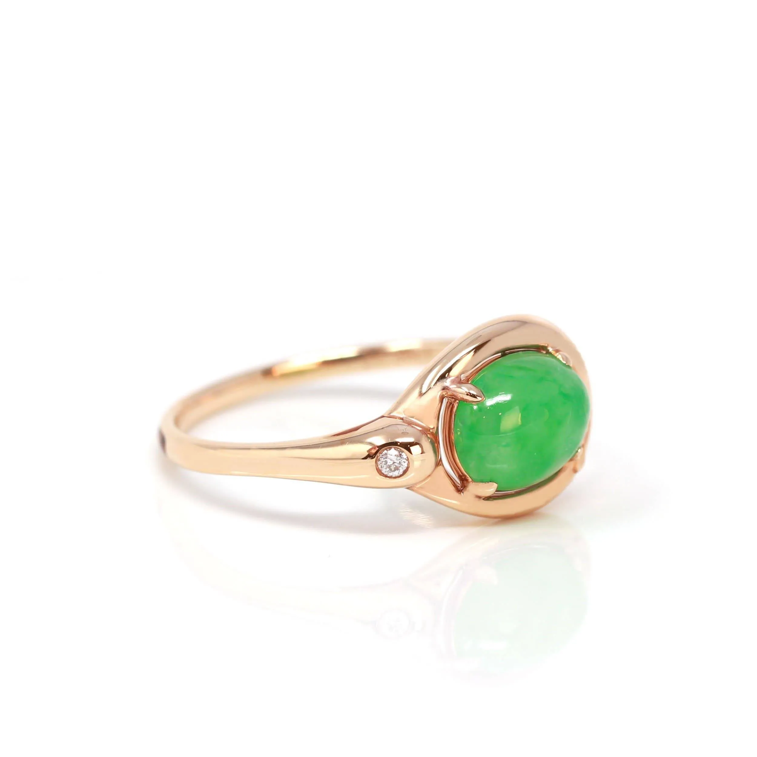 Baikalla™ "Daria" 18k Rose Gold Natural Imperial Jadeite Engagment Ring