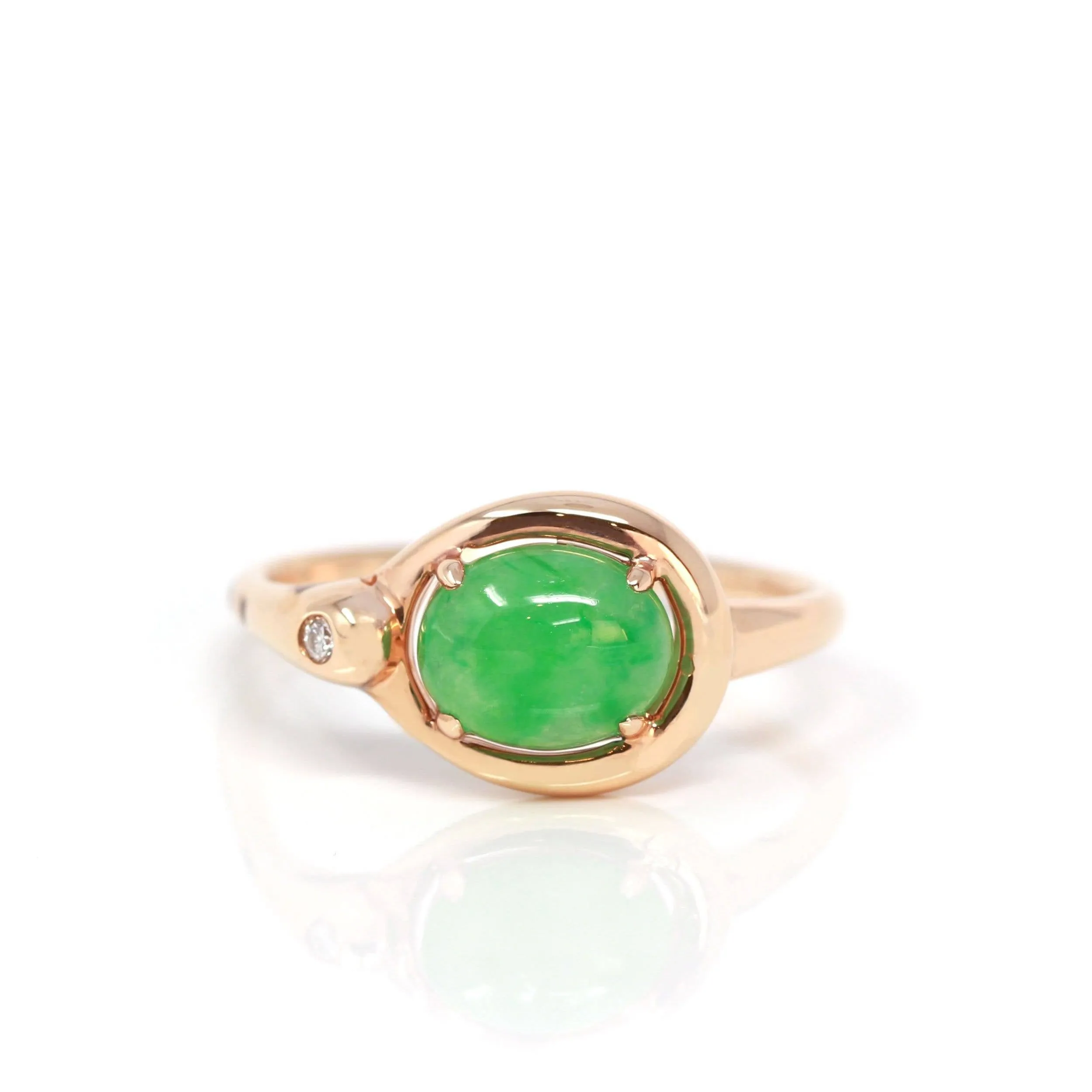 Baikalla™ "Daria" 18k Rose Gold Natural Imperial Jadeite Engagment Ring