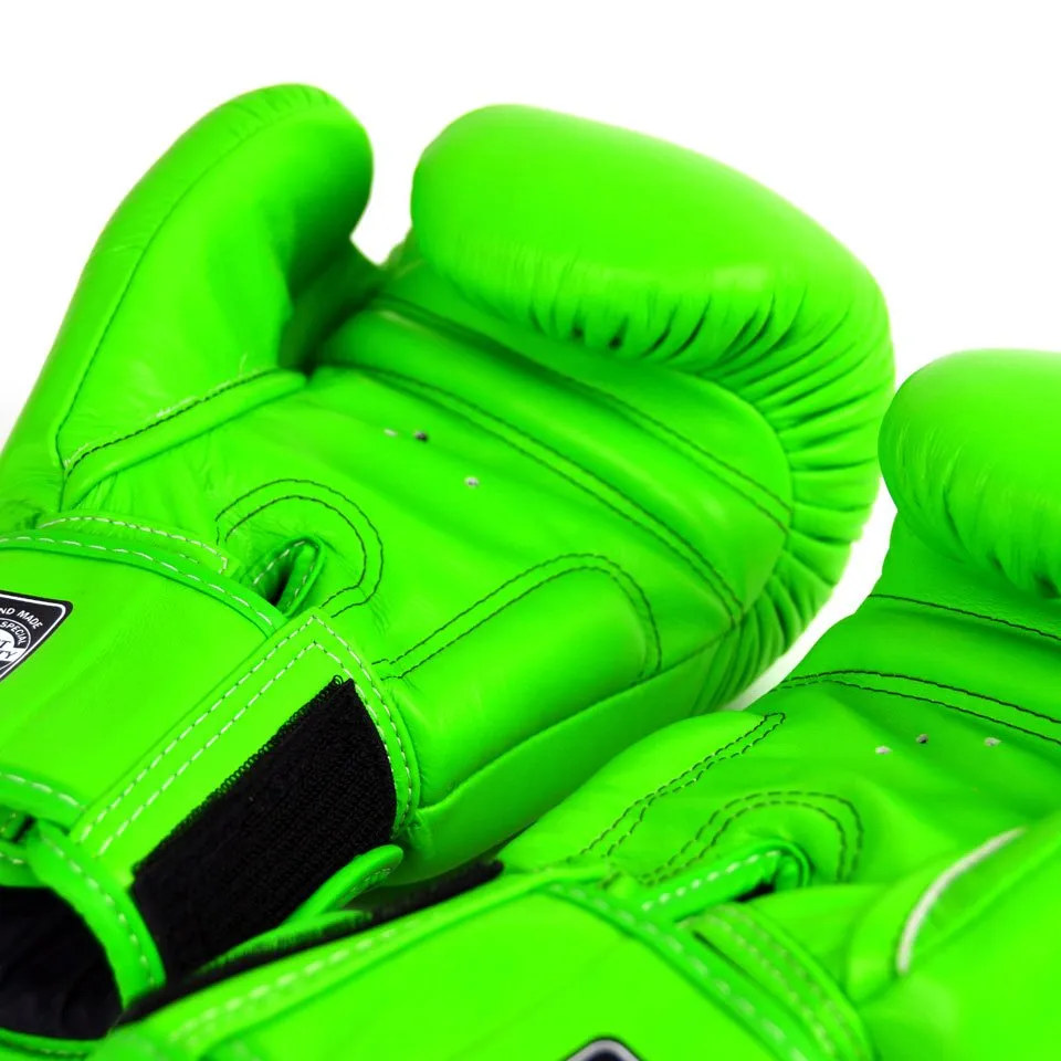BGVL3 Twins Lime Green Velcro Boxing Gloves