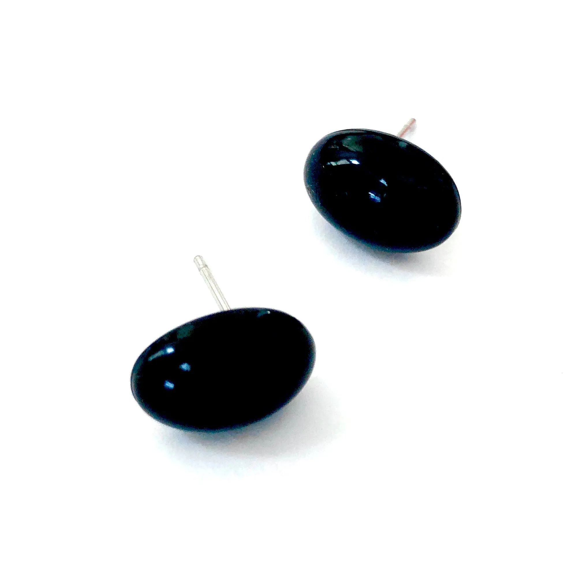 Black  Oval Lucite Stud Earrings