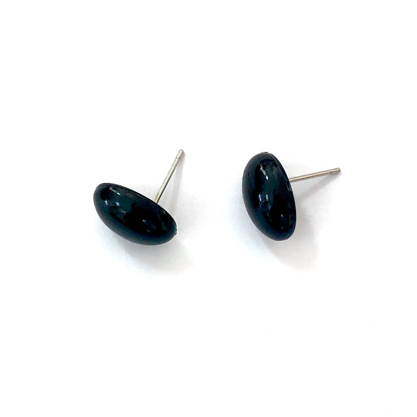 Black  Oval Lucite Stud Earrings