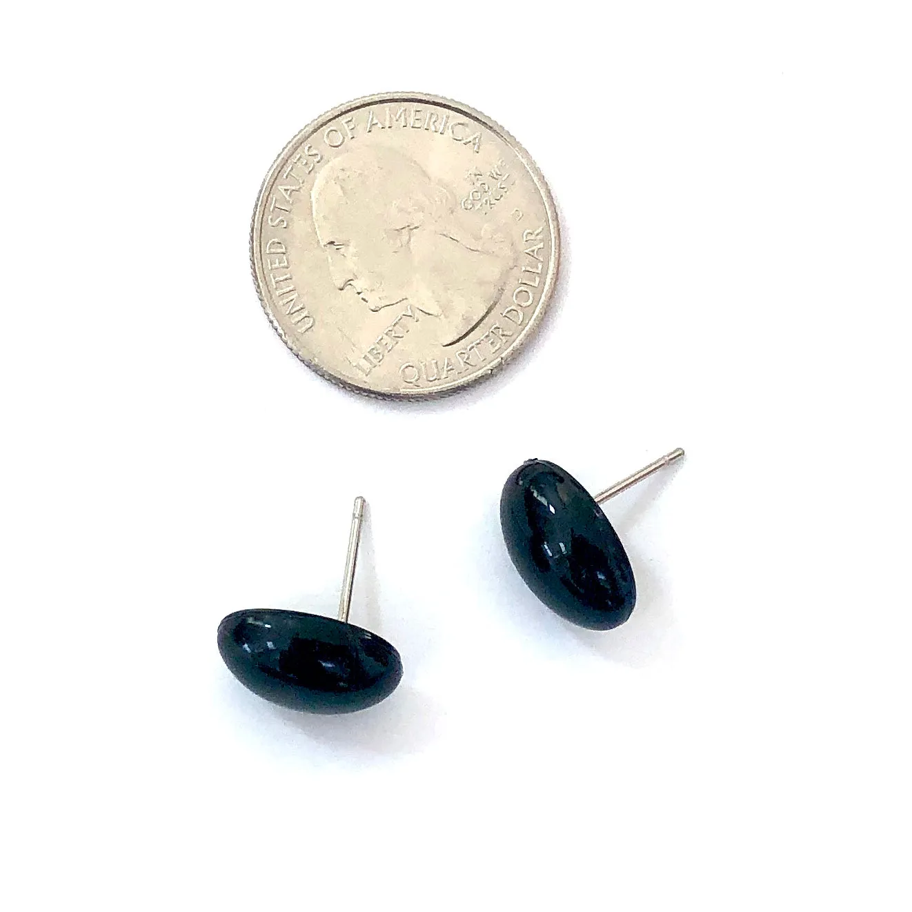 Black  Oval Lucite Stud Earrings
