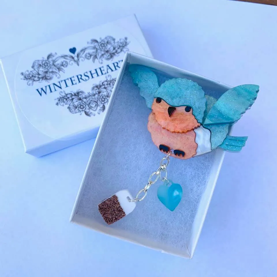 Blue Bird Teabag- Brooch