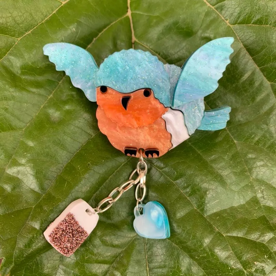 Blue Bird Teabag- Brooch