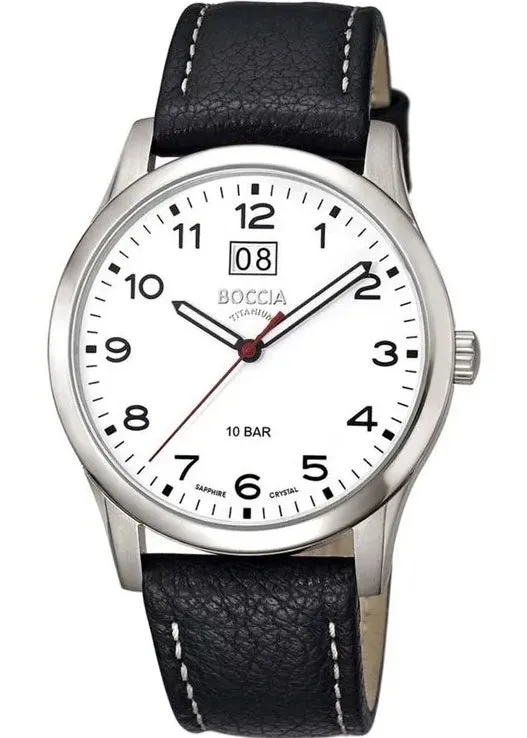 BOCCIA GENTS TITANIUM 12 FIGURE DIAL BLACK LEATHER 3580-05