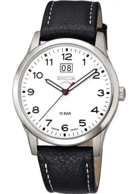 BOCCIA GENTS TITANIUM 12 FIGURE DIAL BLACK LEATHER 3580-05