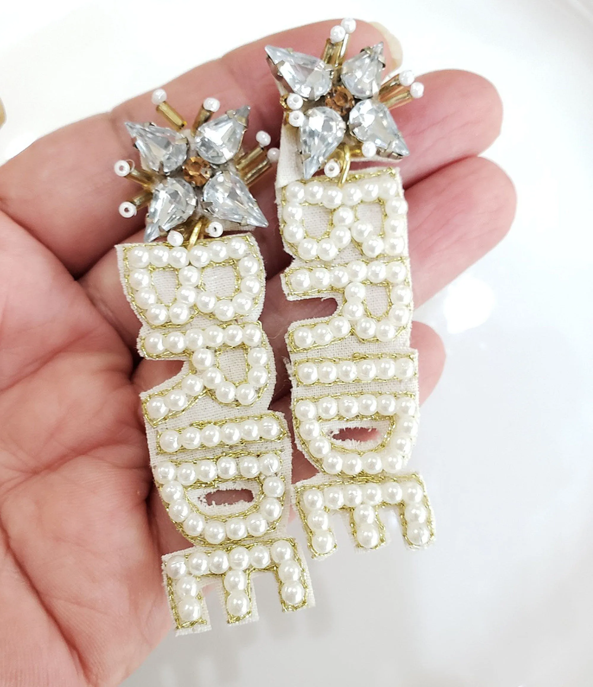 Bride Pearl Rhinestone Earrings/Bride Earrings , Bridal Shower Engagement Party,