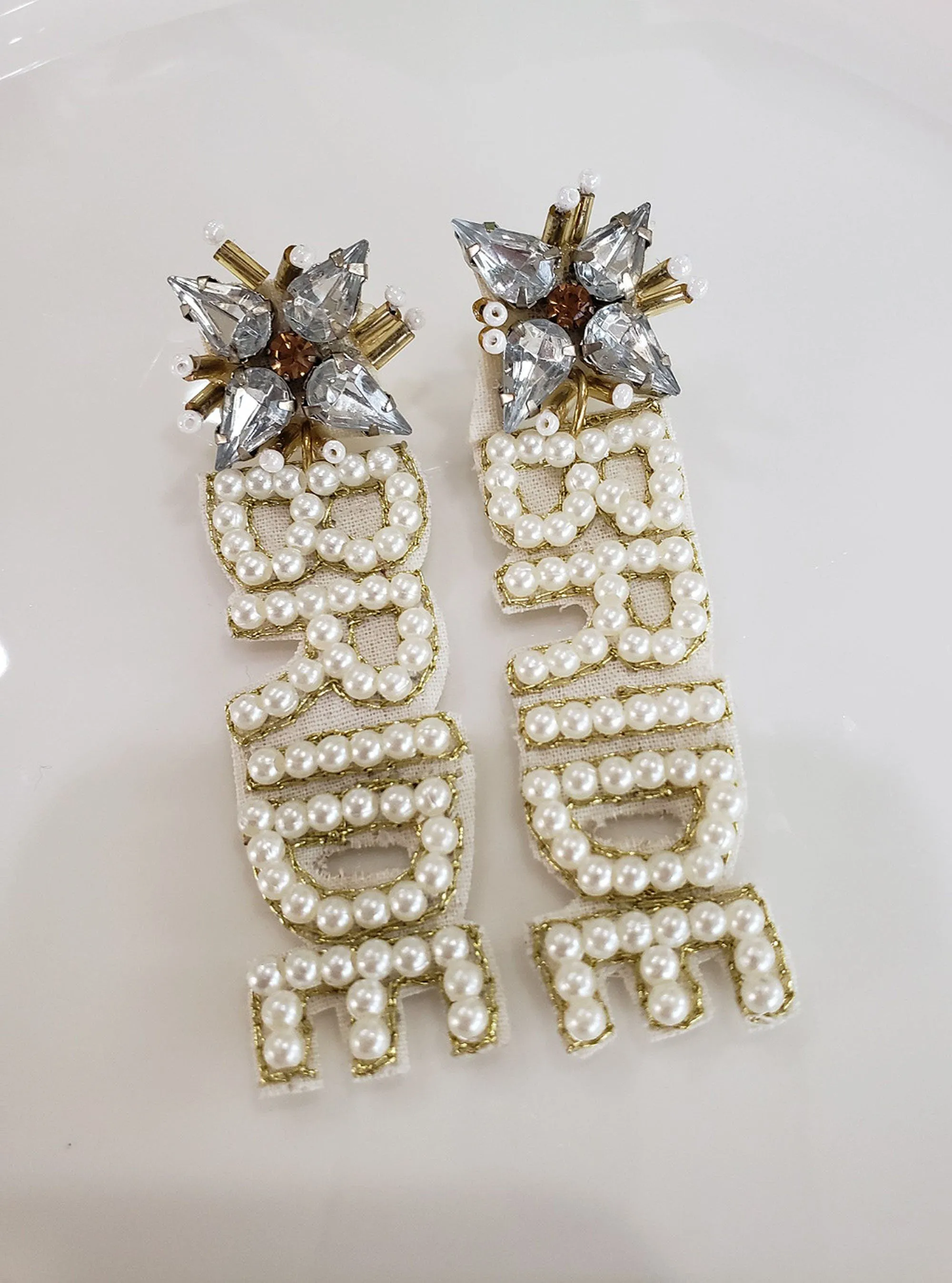 Bride Pearl Rhinestone Earrings/Bride Earrings , Bridal Shower Engagement Party,