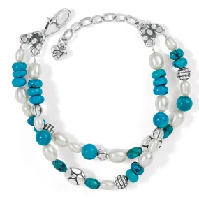 Brighton Pebble Turquoise And Pearl Double Bracelet