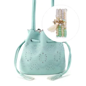 Bucket Bag and Stretch Beaded Bracelet Gift Set