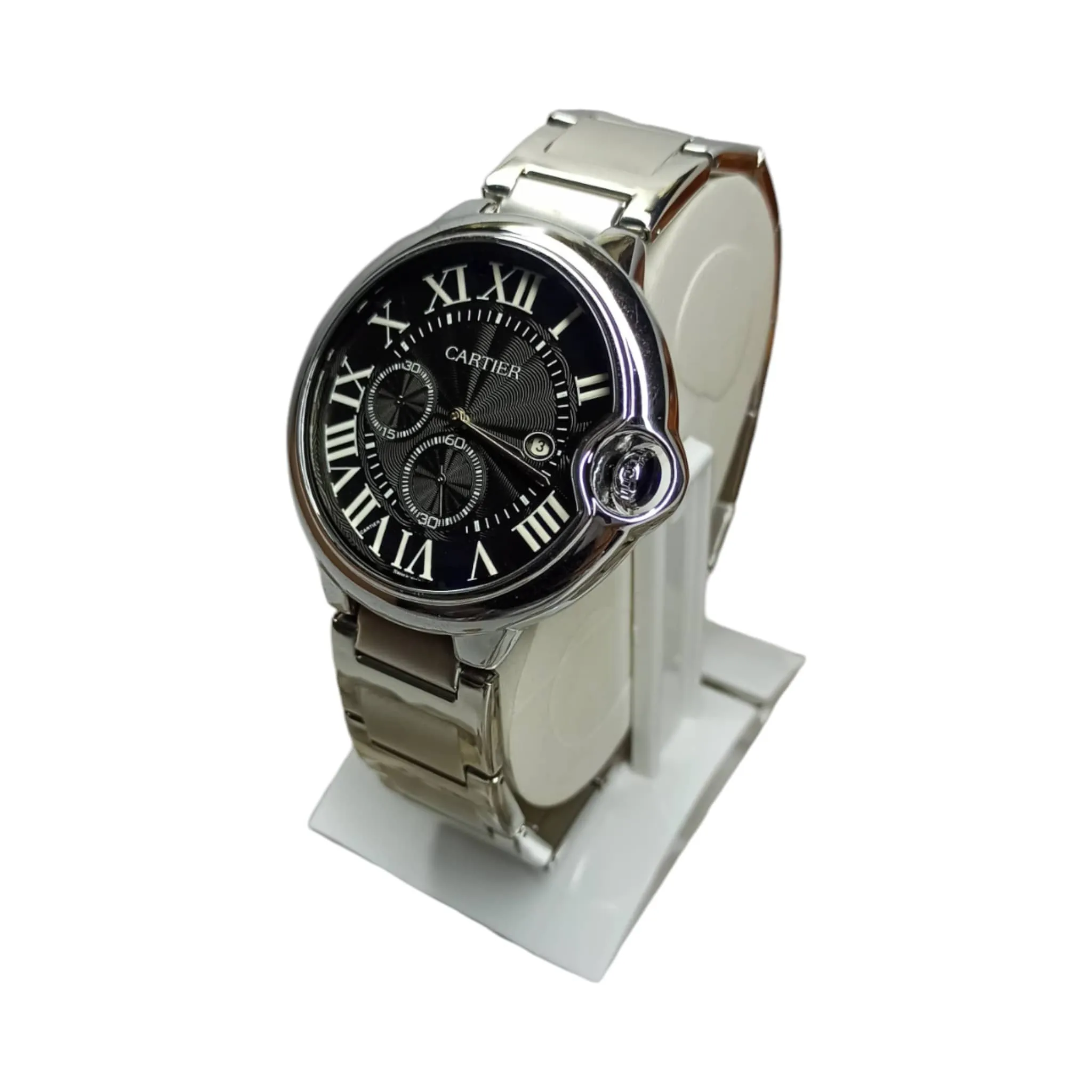 Cartier - Ballon - High Quality - Quartz - Cosmo graph - Silver/Black - Men's Watch