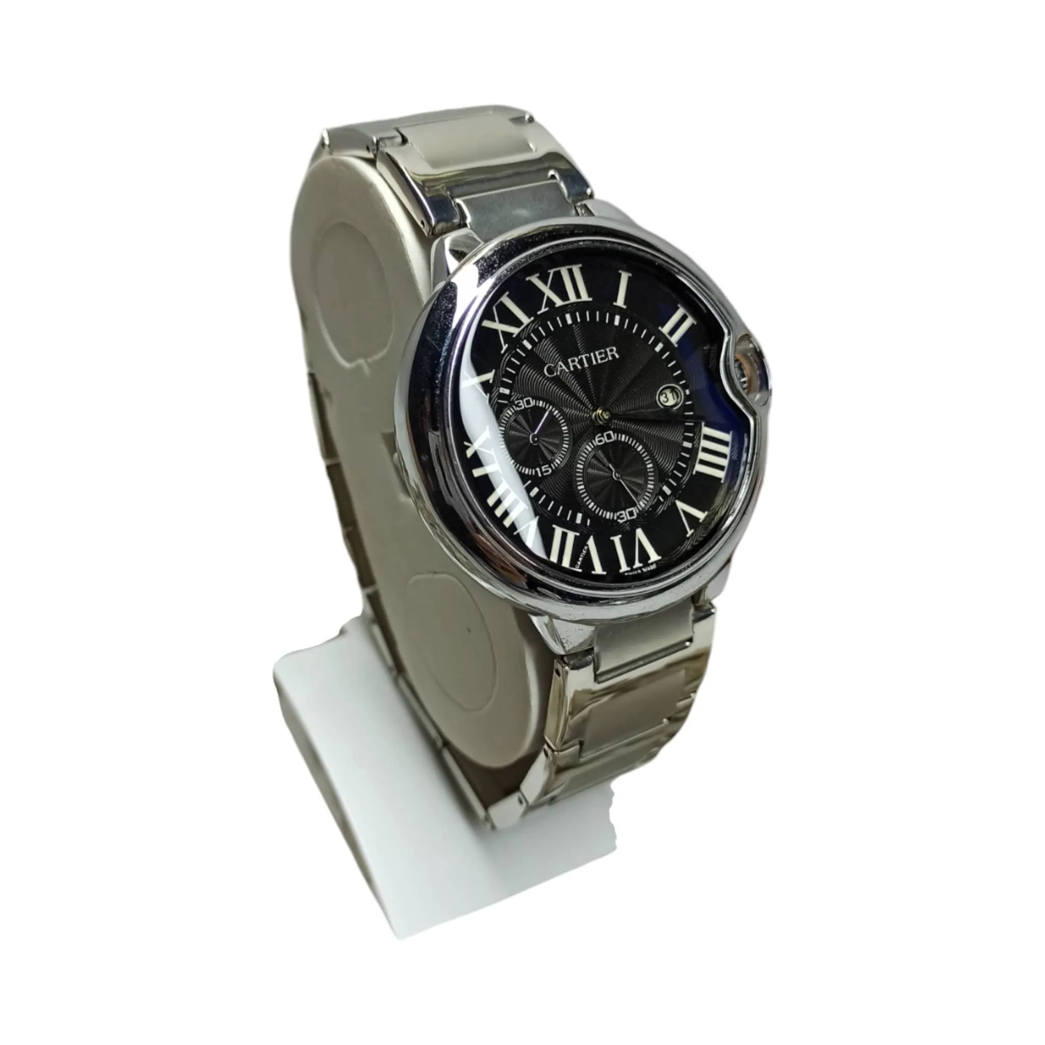 Cartier - Ballon - High Quality - Quartz - Cosmo graph - Silver/Black - Men's Watch