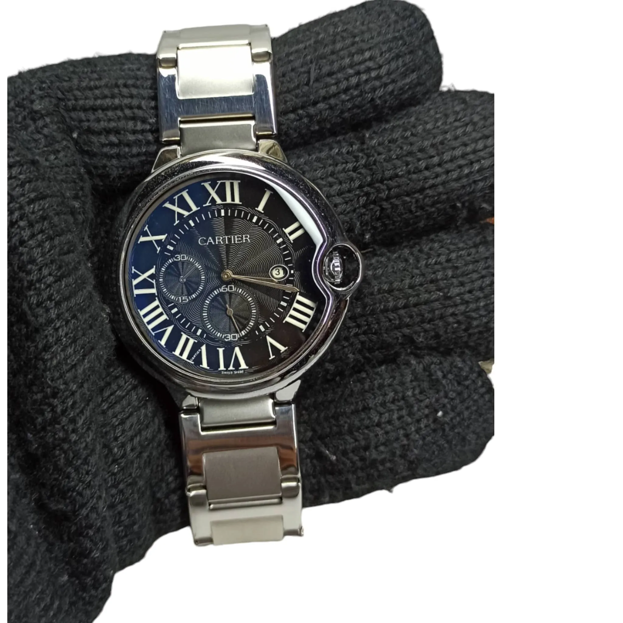 Cartier - Ballon - High Quality - Quartz - Cosmo graph - Silver/Black - Men's Watch