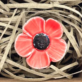 Ceramic flower brooch - poppy