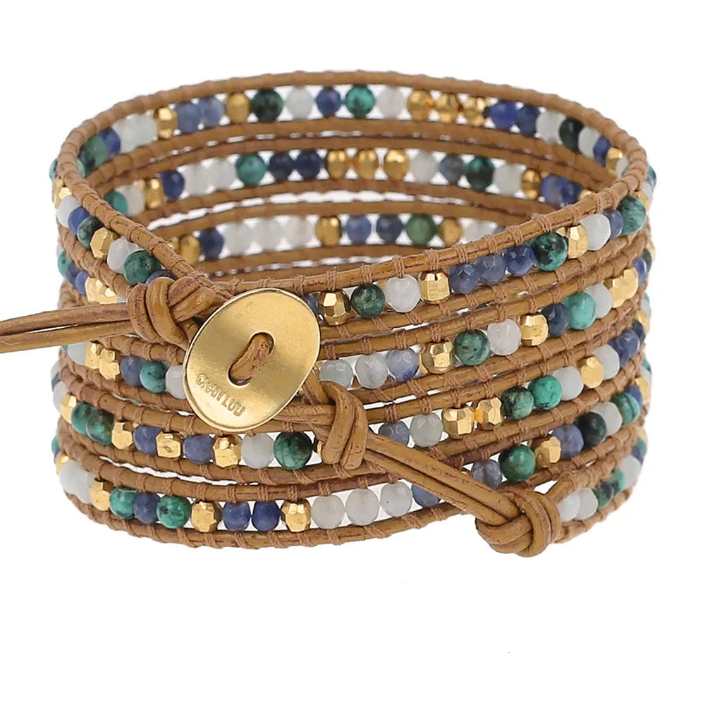 Chan Luu African Turq Mix Gold Wrap Bracelet