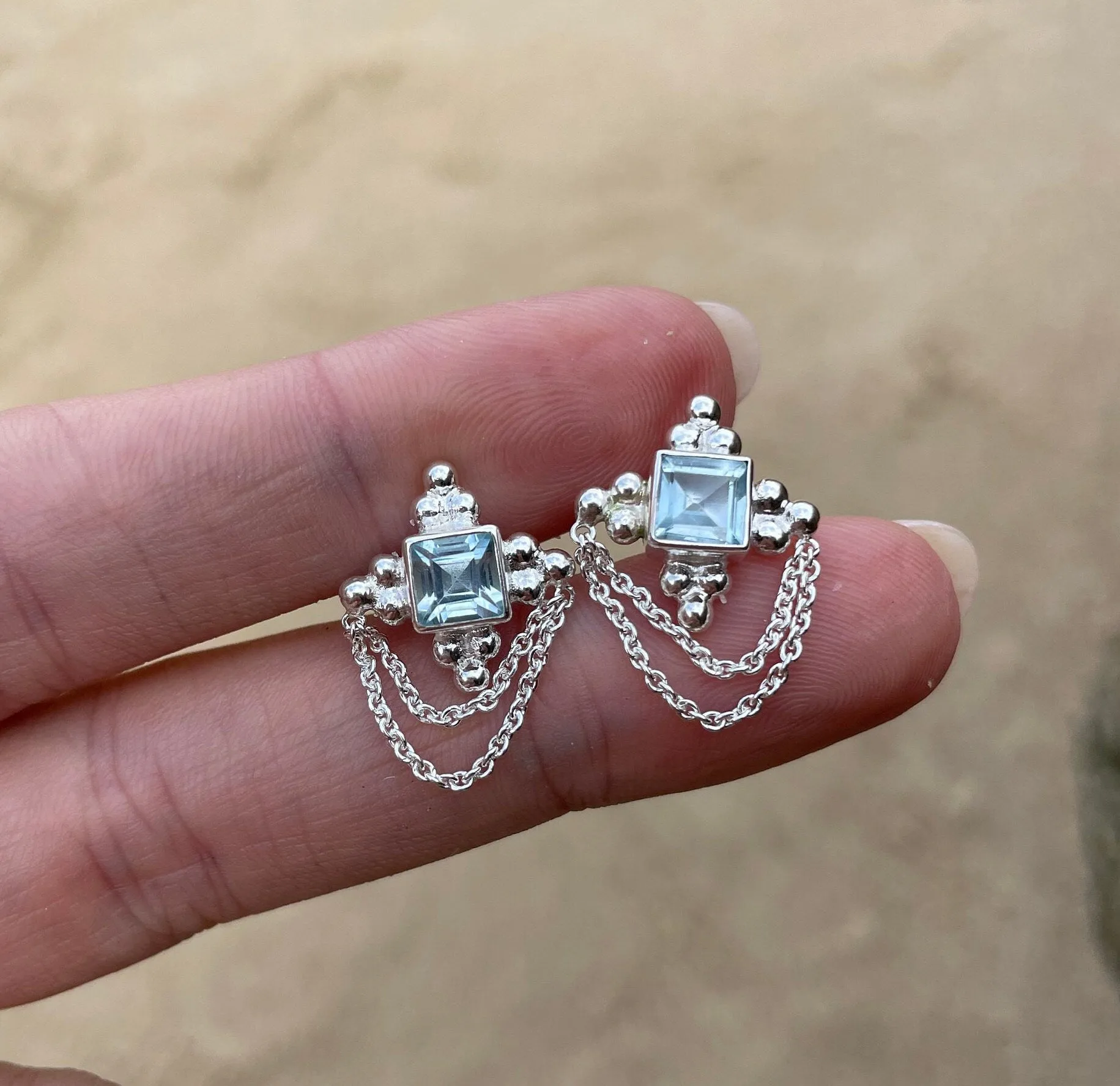 Chloe Sterling Silver Blue Topaz Earrings