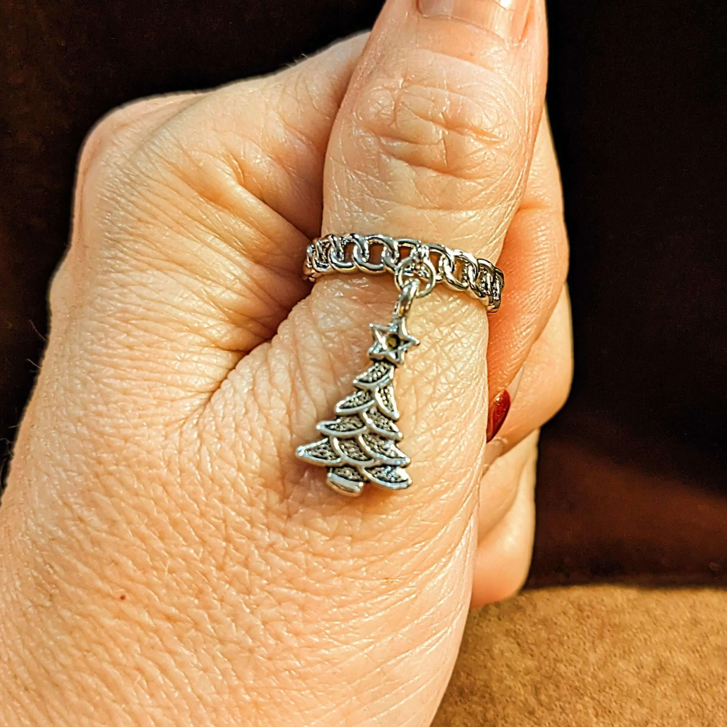 Christmas Chainlink Charm Ring