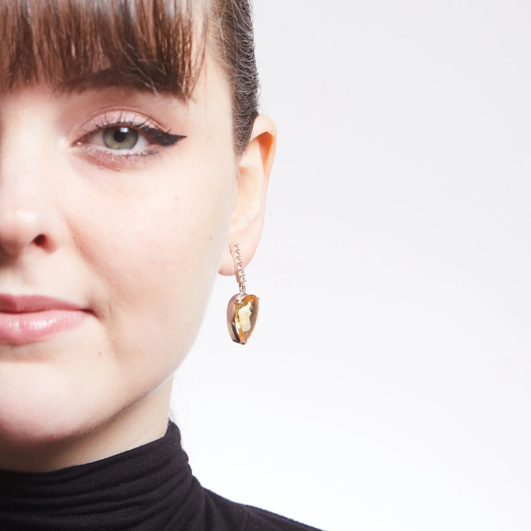 Citrine & White Topaz Drop Earrings